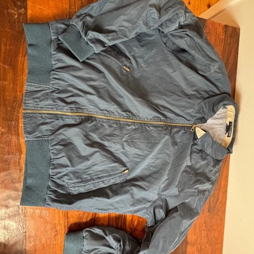 Devon & Jones Blue Harrington Jacket Mens XL Navy Full Zip Striped Lining Bomber - product listing photo