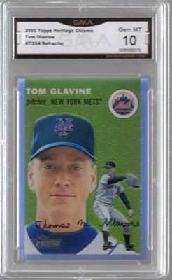 Tom Glavine 2003 Topps Heritage Chrome #THC86 Refractor 047/554 GMA 10