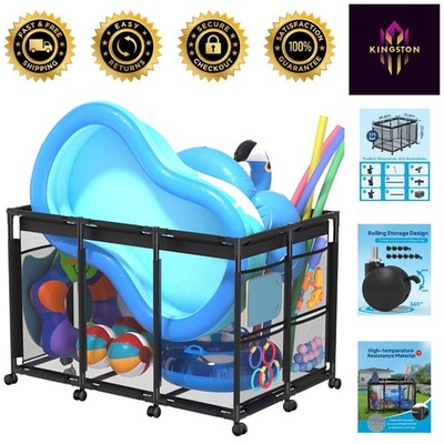 XXL-Large Pool Storage Bin with Rolling Cart for Effortless Outdoor Organization