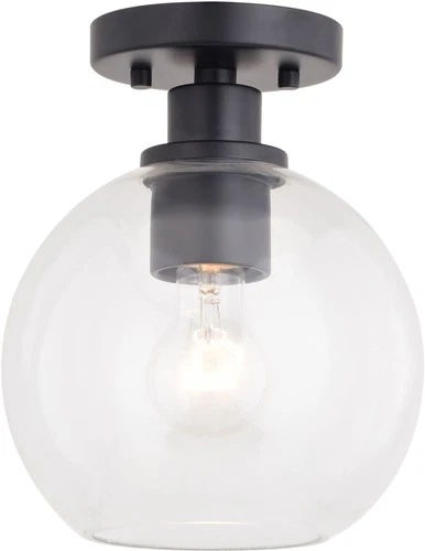 Vaxcel Lighting C0304 Marshall 8"W Semi-Flush Globe Ceiling - Black - Picture 1 of 12