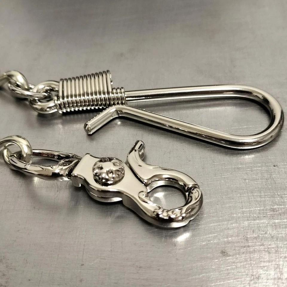 Cadena billetera de 10 mm gancho en S de latón y cobre blanco, bobina de plata vintage como nueva Foto 2 de 4