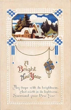 Unsigned Greeting PC 1910s - NEW YEAR - Arts & Craft Style - Inter Art Pub #1589