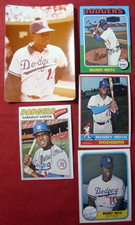 MANNY MOTA SIGNED COLOR PHOTO & 4 BASEBALL CARDS LOS ANGELES DODGERS AUTOGRAPH