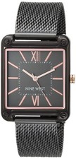 Nine West Womens Japanese Quartz Dress Watch with Stainless Steel Strap, Gunm...