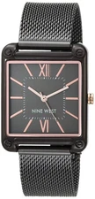 Nine West Womens Japanese Quartz Dress Watch with Stainless Steel Strap, Gunm...