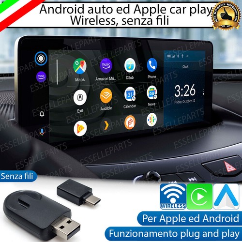 Adattatore Wireless Android Auto ed Apple Car Play da Cablato a Senza Fili