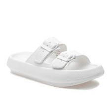 J/Slides SOCOOL Women's White EVA Sandals Flat Slippers Size 8M NWT