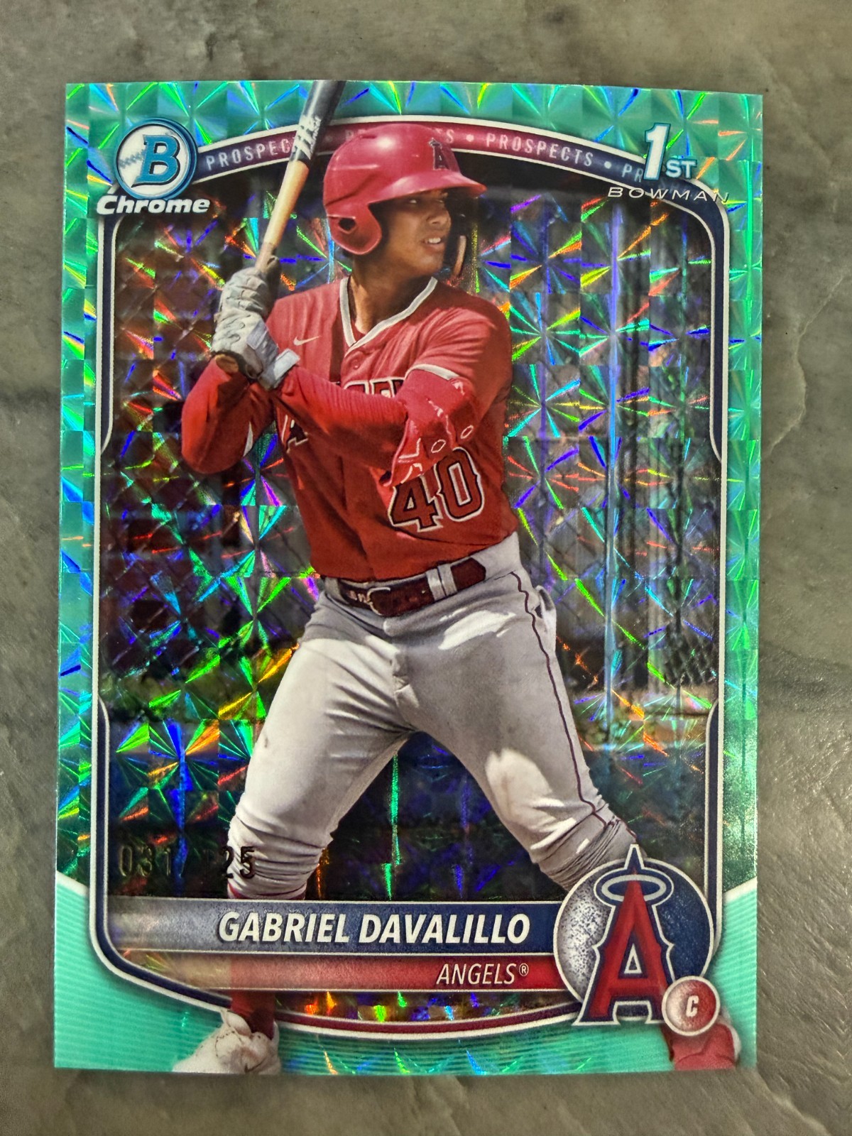 Gabriel Davalillo 2025 Bowman Chrome 1st Aqua Geometric Refractor 31/125 SP