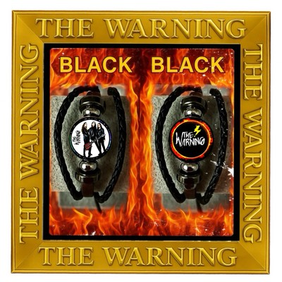 THE WARNING MAYDAY TOUR SET TWO BLACK PUNK LEATHER BRACELETS   