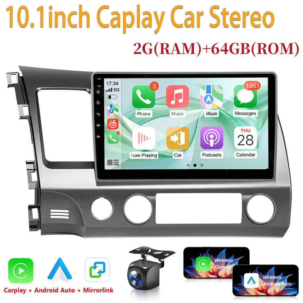 Carplay For Honda Civic 2006-2011 Car Stereo Radio Android GPS FM 10.1Inch 8Core