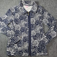 Lilly Pulitzer Leona Jacket M Oh Cabana Boy Umbrella UPF 50+ Zip Up w Pockets