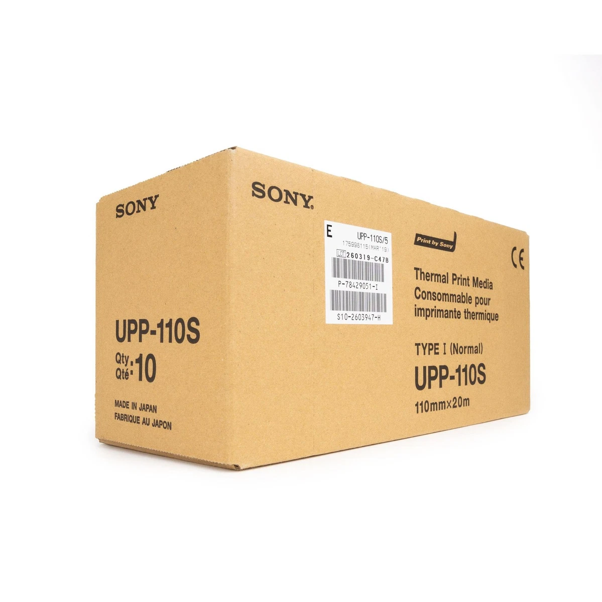 10 Rollos Sony UPP-110S Papel Fotográfico 110 mm x 20 m Tipo I