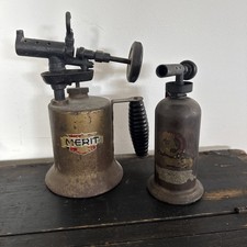 LOT 2 Vintage Brass Blow Torches Steampunk Rustic Industrial Merit & Link