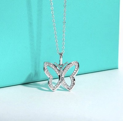 Moissanite Necklace D Color VVS1 925 Sterling Silver butterfly Certificate