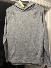 All in Motion Heathered Gray Pullover Hoodie Women s L Long Sleeve Logo