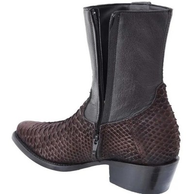 White Diamonds Men's Python Leather Western Cowboy Ankle Boots