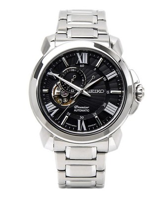 Seiko Premier SSA371J1 Open Heart Black Dial Automatic Stainless Steel Watch