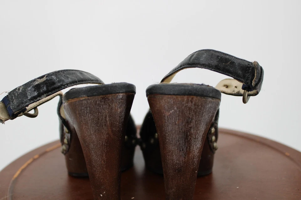 Zapatos con cordones Xhilaration para mujer talla 5 negros tacón bloque punta abierta tachonados Foto 3 de 4