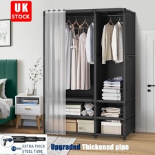 Large Closet Wardrobe Sturdy Clothes Storage Cabinet Rack Shelves Thickened Pipe