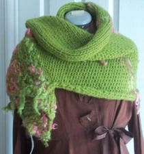 Artsy Hippie Gypsy Bohemian Shawl Wrap free-form wool  FAB Ozark hand spun yarn