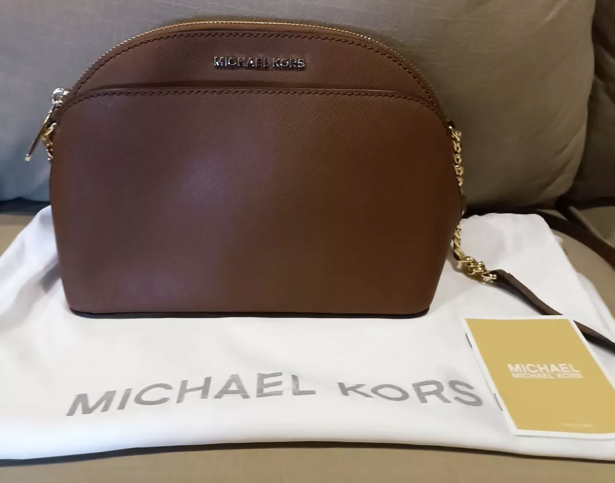 MICHAEL Michael Kors, Bags, Michael Michael Kors Emmy Medium Saffiano  Leather Crossbody Bag Black Gold