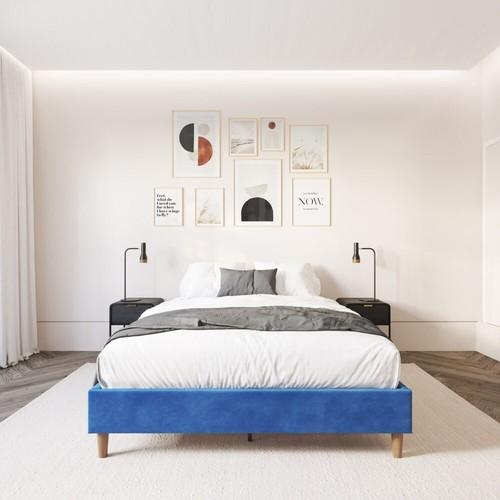 Velvet Blue Bed Frame – Double - Picture 11 of 12