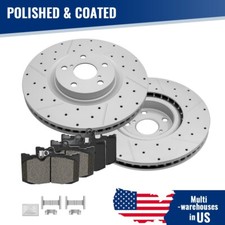 Front Drilled Disc Rotor +Ceramic Brake pads For Lexus IS300 IS350 GS350 RC350