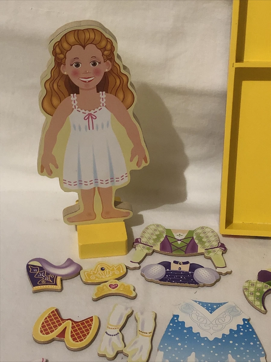 Melissa & Doug Wooden Magnetic Dress up Dolls Lot Maggie Leigh & Princess  Elise