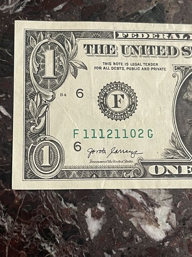 1 $ 2017A (True Trinary) 0,1,2, Fancy Serial Number 5 of a Kind 1’s 11121102 - Bild 2 von 4