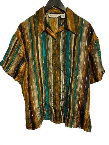 Vintage Compagnie International Express Pure Silk Shirt Button Men’s Size S