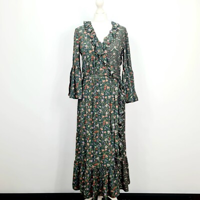 French Connection Maxikleid geblümt dunkelgrün Gr. UK 10 NEU