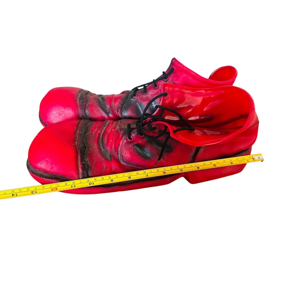 Vtg Bright Red Plastic Large Clown Shoes Dress Up Fancy Dress Costume Party 13" - Image 4 of 4