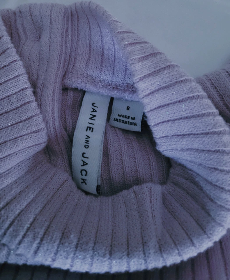 Top Janie and Jack Niñas Lavanda Metálico Cuello Simulado - Talla 8 Foto 4 de 4