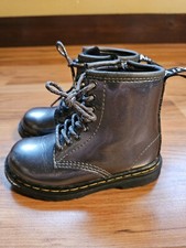 Dr Doc Martens 1460 Toddler SZ 8 Metallic Lace Up Boots Grey Sparkle