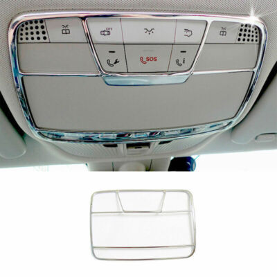 ABS Silver Front Reading Light Lamp Frame Trim For Benz C-Class W205 2015-2021