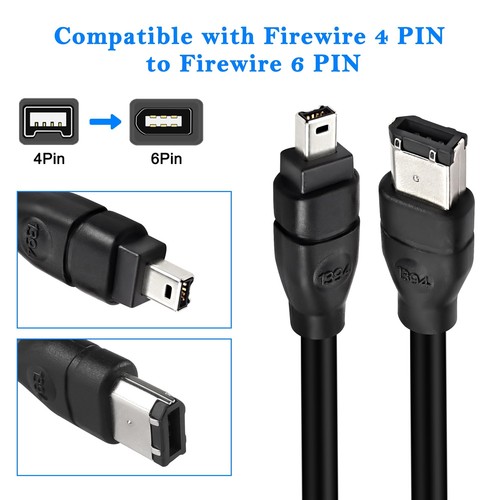 Firewire IEEE 1394 6 broches mâle à 4 broches mâle câble Firewire 400 à 400 4... - Photo 6/8