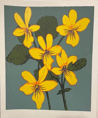 #ad #ad Vintage Screen Print Yellow Violets 1974 $150.00