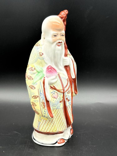 VTG Chinese Porcelain God of Longevity Figurine Shoulao Immortal Statue Shouting - Picture 9 of 13