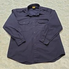 Propper Shirt Mens Large Blue Ripstop Utility Workwear Long Sleeve Button-Up