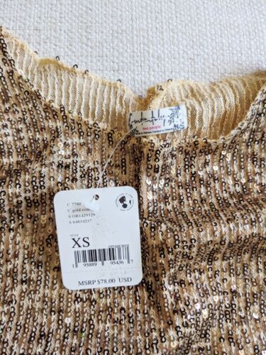 NWT Intimately Free People Top Women's XS Gold Sequin Long Sleeve Pullover $78 - Picture 4 of 6