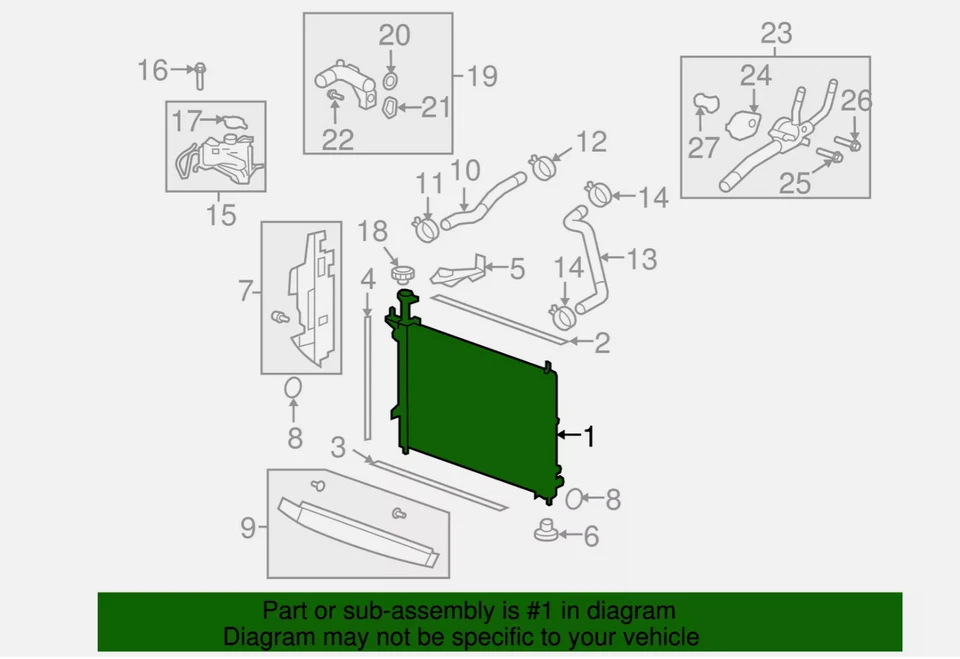 Radiador genuino GM 84079536 para Buick Enclave Chevy Traverse GMC Acadia Saturn Foto 3 de 3