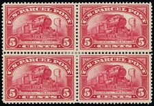 Q5, Mint VF-XF HR 5¢ - Gem Block of Four Parcel Post SCV $100 - Stuart Katz