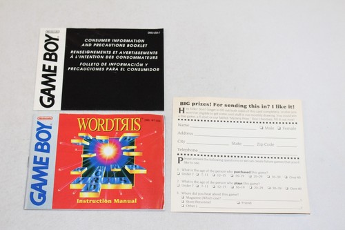 Wordtris Nintendo Game Boy Complete CIB Very Good Condition w/ RARE Reg Card! - Picture 3 of 17