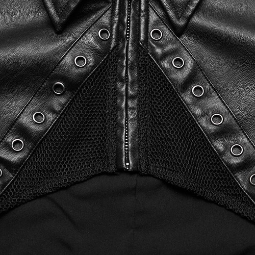 Punk Rave Handsome Mesh Cutout In The Front Artificial Leather And Mesh Jacket - Picture 13 of 23