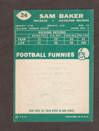 1960 Topps Football Singles - SELECT FROM A VARIETY OF CARDS - - Picture 29 of 151