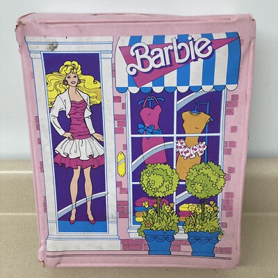 1988 Mattel Barbie Pink Carrying Case Vinyl Doll Fashion Wardrobe