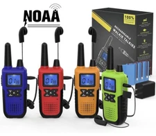 3 Long Range Walkie Talkies Rechargeable for Adults - NOAA 2 Way Radios Walki...