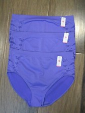 ASHLEY STEWART 3-PACK HIGH-WAIST CUTOUT SEAMLESS PURPLE BRIEF PANTIES SIZE 18/20