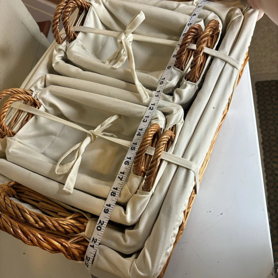 Set of 6 Storage Baskets w/ Liner Woven Rattan Natural Display Storage Organize - Image 4 of 4
