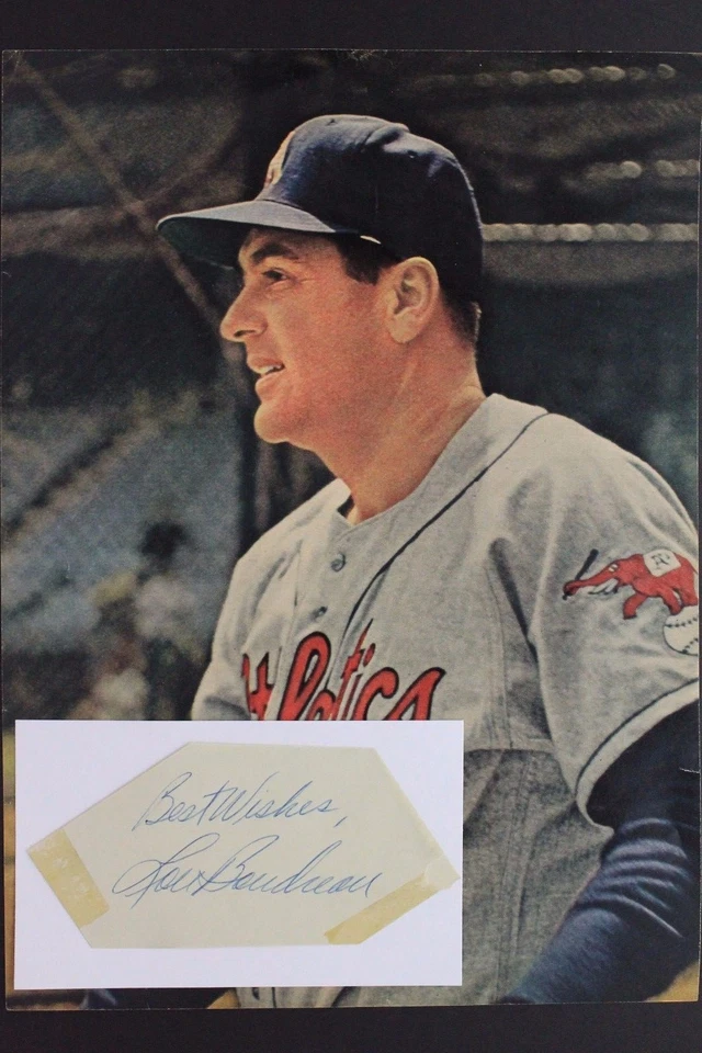 Tarjeta de índice firmada autógrafa de corte indio Lou Boudreau (d.2001) 17F Foto 2 de 3